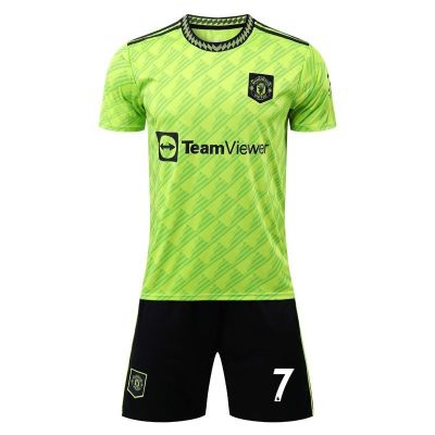 ❖☽▨  23 new season Manchester united away cristiano ronaldo green shirt with short sleeves kickball take short sleeve summer suit custom