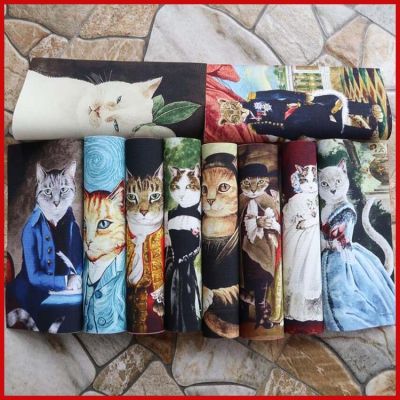 10pcs/lot Hand Cloth Diy Decoration Digital Printing Patch Van Gogh Cat Design Patchwork For Sewing Patchwork 100 Cotton Fabric