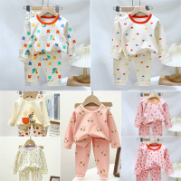 New Children Fashion Cute Cartoon Printed Autumn Clothing Girls Baby  Comfortable Long Sleeves Pants Home Clothes Suits Kids Indoor Keep Warm Lycra Underwear Sets For 1- 10 Years Girl Pajamas Two-Pieces