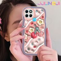 Jlingji เคสสำหรับ Infinix Smart 6 Plus Smart 7แฟชั่นเคส3D ดอกไม้เชอร์รี่ดีไซน์ใหม่คอลโลเวฟเดอร์กันกระแทกแบบใสนิ่มเคสมือถือโปร่งใสลายกล้องถ่ายรูปสร้างสรรค์เคสป้องกันซิลิกาเจล