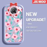 เคส JIUMOO สำหรับ Xiaomi Poco F2 Pro Redmi K30 Pro เคสแฟชั่นลายดอกไม้สีชมพูสีสันสดใสนิ่มสำหรับเลนส์กันกระแทกแบบใสเคสมือถือเรียบง่ายฝาครอบป้องกันซิลิโคนความคิดสร้างสรรค์โปร่งใส