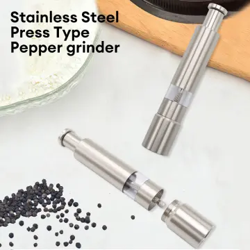 Salt and Pepper Grinder Set of 2 with Modern Thumb Push Button