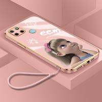 เคสลายเจ้าหญิงน่ารักสำหรับ Realme RMX3263 RMX3269 RMX2189 RMX3191 RMX3195 RMX2185 RMX2180การ์ตูนน่ารักสำหรับเด็กผู้หญิงเคสโทรศัพท์ซิลิโคนนิ่มชุบโลหะหรูหราสายคล้องแบบมีเคส