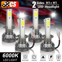 วงกลมเย็น4Pcs F2 H1 Led ไฟหน้าหลอดไฟ High Beam 19200lm 6000K Bright White Ip68กันน้ำ【cod】