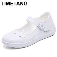 TIMETANG Ladies slip on lolita Shoes Leather Mary Janes Nurse Shoes Woman White Flats kawaii Designer Spring Summer zapatillas