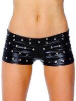 Sexy Women Metal Studded Patent Leather Boxer Brief Hipster Wet Look Boy Shorts Hot Pants Punk Gothic Night Club Costume