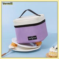 VERMILL กันน้ำกันน้ำได้ กระเป๋าใส่อาหารกลางวัน หนาขึ้น จุได้มาก ถุงฉนวนกันความร้อน แบบพกพาได้ มือถือแบบมือถือ ถุงเก็บอาหาร สำหรับนักเรียน