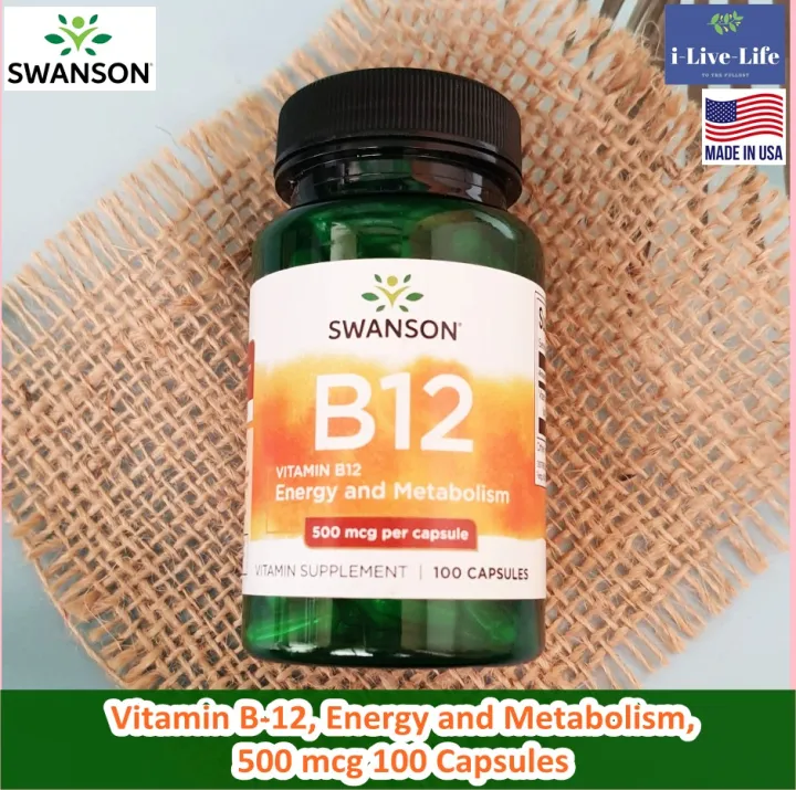 วิตามินบี12 Vitamin B-12, Energy And Metabolism, 500 Mcg 100 Capsules ...