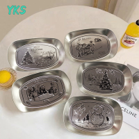 ?【Lowest price】YKS ถาดโลหะเรือรูปร่างจานเค้กผลไม้ถาดขนมตะวันตกสเต็กขนมจาน