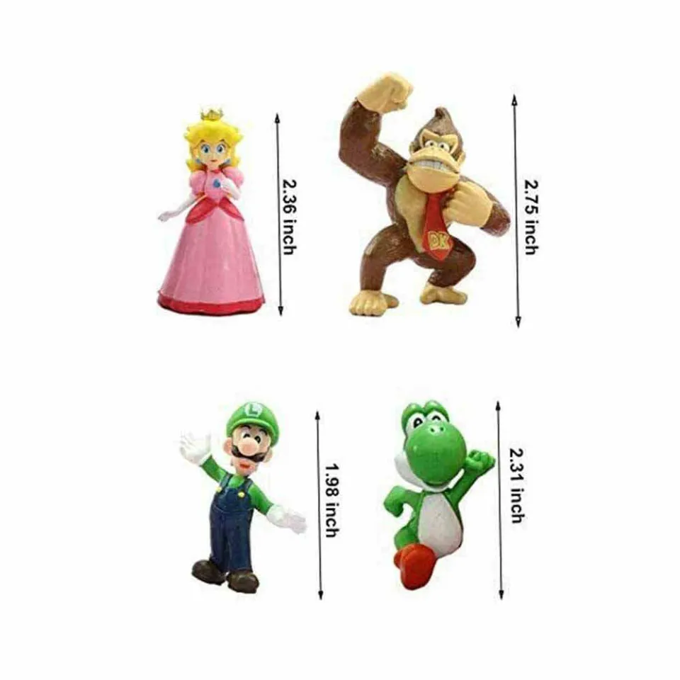  Hionwudo Mario Bros Action Figures 5 inch Yoshi Mario Luigi  Cake Toppers Cartoon Theme Collection Playset Toys Birthday Gifts for Boys  Kids 3pcs, Head and Hand rotated 360° : Toys & Games