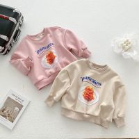 [COD] Korean winter clothes with fleece and thickened childrens sweater trendy loose casual printed round neck girls tops foreign style