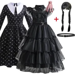 Halloween Party Costumes Movie Wednesday Cosplay Dresses Wednesday Addams  Cosplay Costume Gothic Wind Adult Kids Children Dress