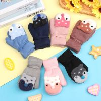 MGRHJO Winter 0-3 Years Old Lovely Cartoon Fox Baby Newborn Thick Kids Gloves Plus Velvet Knitting Mittens