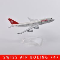 Jason Tutu กระเป๋า16Cm Swiss Air Boeing 747เครื่องบินจำลองโมเดลเครื่องบินอากาศยานโลหะหล่อจากโลหะแบบ1/400จัดส่งของ