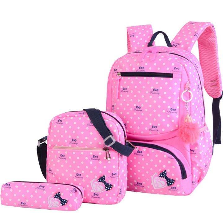 3pcs-set-dot-printing-school-bags-backpack-schoolbag-fashion-kids-lovely-backpacks-for-children-girls-school-student-mochilas