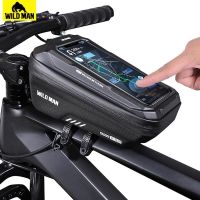 2023✇▨▽ WILD MAN Mountain Bike Bag Front Handlerbar Bag Rainproof 6.8inch Mobile Phone Case Bicycle Top Tube Bag Cycling Accessories