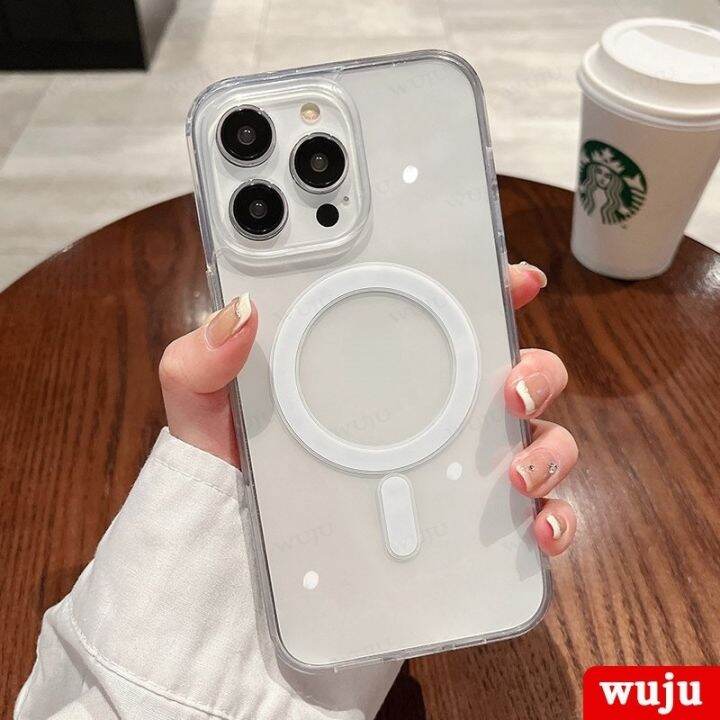 wuju-เคสโทรศัพท์มือถืออะคริลิคใส-แบบแข็ง-แม่เหล็ก-กันกระแทก-สําหรับ-iphone-12-13-14-mini-x-xr-xs-7-8