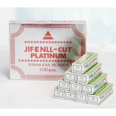 ใบมีดขนนก 1 คม JIEFCNEL-CUT PLATINUM 1 ใหญ่ มี 100 ใบ คมมาก