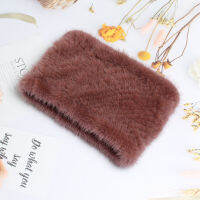 Wintre Women Real Fur Scarfs Fashion Warm 100Natural Mink Fur Headband Scarfs Lady Knit Elastic Warmer Neck Ring Scarfs