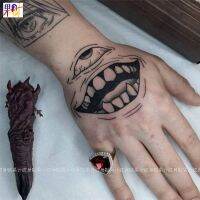 Fruit Trick To Fight Back With Japanese Knotweed Tattoo Stickers Big Mouth Back Of Hands Eyes Cool Men Halloween Trendy Social Stickers Long-Lasting 【OCT】