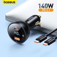 BASEUS 140W ที่ชาร์จแบตในรถชาร์จเร็ว PD 3.1 QC 3.0ชาร์จเร็วสำหรับ Macbook Pro USB Type C ที่ชาร์จโทรศัพท์ในรถยนต์เหมาะสำหรับ Samsung