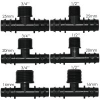 KESLA 4PCS 1/2 3/4 Threaded 16 20 25MM PE Hose Barb Tee Connector Adapter Tubing Joints Garden Drip Irrigation Coupling Repair