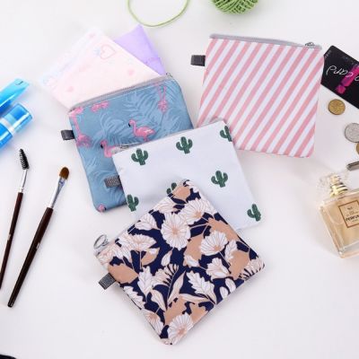 Cartoon Girls Diaper Sanitary Napkin Storage Bag Canvas Sanitary Pads Bags Coin Purse Jewelry Organizer Credit Card Pouch Case