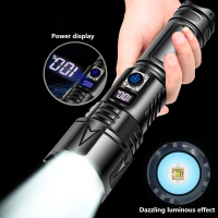 High Power Spotlight Wick LED Flashlight With Power Display TYPE-C USB Fast Charging Output Input Outdoor Tactical Lamp