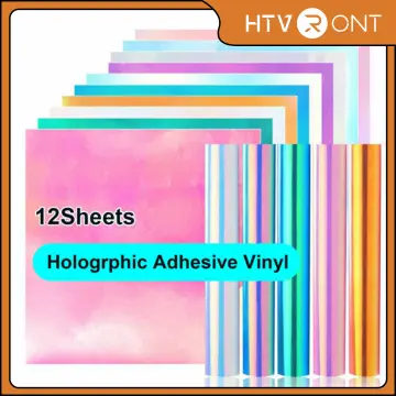 HTVRONT 12 x 10FT Holographic Purple Permanent Adhesive Vinyl for