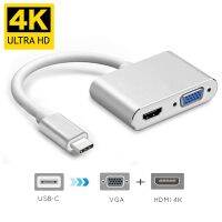 USB-C ชนิด C เป็น VGA เครื่องแปลงวิดีโอ HDMI USB ไปยัง HDMI อะแดปเตอร์4K ฟรีไดร์เวอร์สำหรับ Macbook PC Huawei Mate 20 P30 Pro