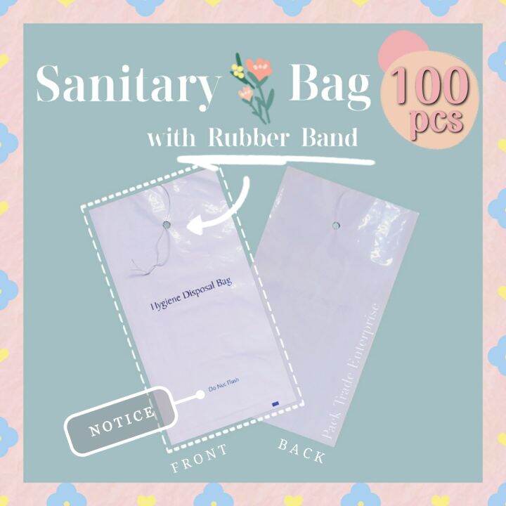 100 PCS SANITARY DISPOSAL BAG WITH RUBBER BAND/ HOTEL HYGIENE BAG