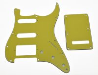 KAISH ST HSS Pickguard, Back Plate Cover w/ Screws Pure Yellow 3 Ply Fits for Fender for Strat