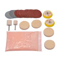 34Pcs/Set Glass Scratch Remove Polishing Kit 230g Cerium Oxide Sanding Disc Wool Polishing Pad For Windscreen Polishing