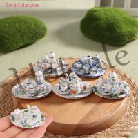 【hot sale】 ▦◄ B32 [Small daisies] Tableware Kitchen Dollhouse Teapot Accessories DIY Toys Scale 1:12 Miniature Porcelain Tea Cup Model Set