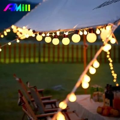 5M/20LED Outdoor Camping Atmosphere Light Big Ball Solar String Light Super Bright Bulbs Christmas Waterproof Fairy Lights
