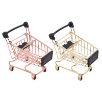 Creative Storage Basket Simulation Mini Shopping Cart Supermarket Trolley Debris Storage Boxs Mini Supermarket Handcart Toy