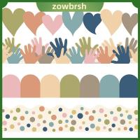 ZOWBRSH 91.8ฟุต กระดานข่าวเส้นขอบ กาวในตัว สีสันสดใส กระดานข่าวติดผนัง บอร์ดโปสเตอร์ สไตล์โบโฮ กระดานข่าวขอบกระดานข่าว