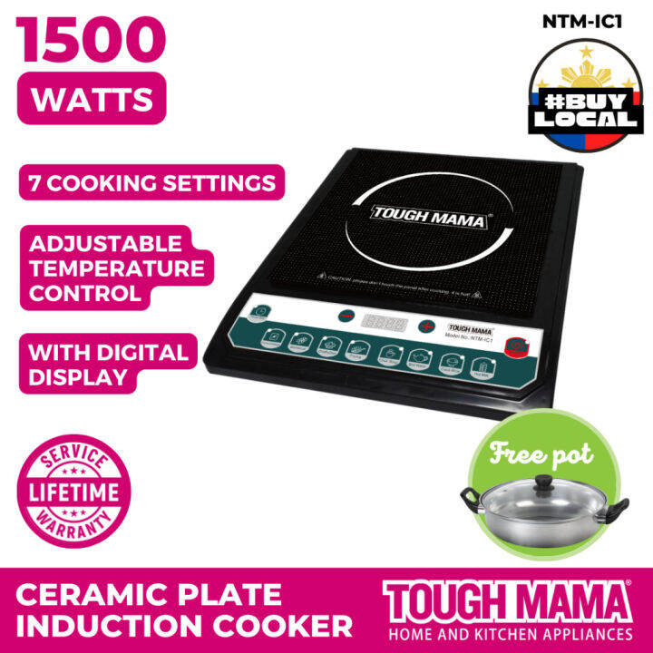 Tough Mama NTMIC1 Ceramic Plate Induction Cooker with Stainless Pot