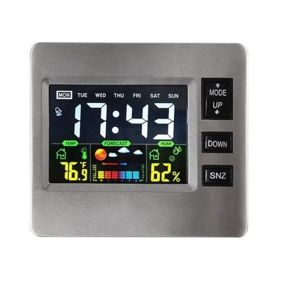 1 Piece Multifunctional Color Screen Weather Clock Digital Alarm Clock Snooze Alarm Clock with LCD Weather Display Temperature,