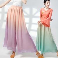 ∏™ Chinese Style Classical Dance Practice Clothing National Dance Gradient Color Elegant Performance Clothing Loose Chiffon Wide-Leg Pants Women