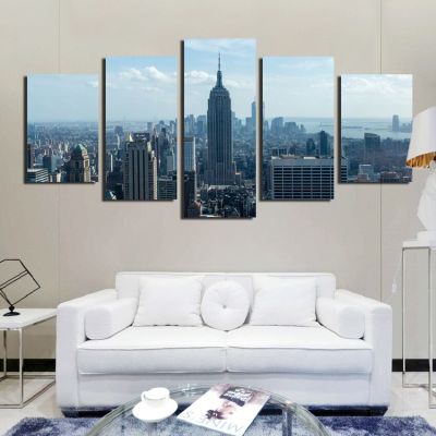 Zhangyanhui2 City Landscape Posters - Modern Home Decor-ภาพวาดผ้าใบ5แผงสำหรับการตกแต่งภายใน-ภาพพิมพ์ Frameless สำหรับห้องนั่งเล่น5ชิ้น