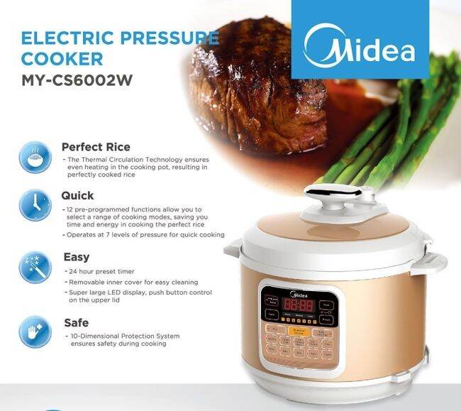 Goodlife Midea MYCS6002W 7 In 1 Programmable Pressure Cooker, 6L