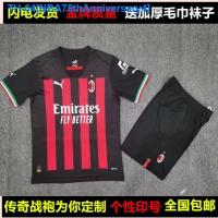 ♙۩ NBA75thAnniversary4 AC Milan jersey 22-23 home red and black football uniform short-sleeved adult childrens suit No. 11 Ibrahimovic custom