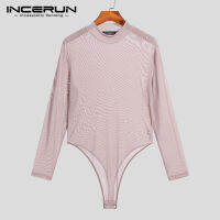 Medussa INCERUN จั๊มสูทผ้าสามเหลี่ยมยืดได้พร้อมลูกปัดสำหรับผู้ชาย (ใส่อยู่บ้าน)
