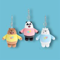 We Bare Bears Anime Plush Toys Pendant Grizzly Panda Ice Bear Keychain Key Ring Stuffed Dolls Plushies Figures Key Chain Gifts