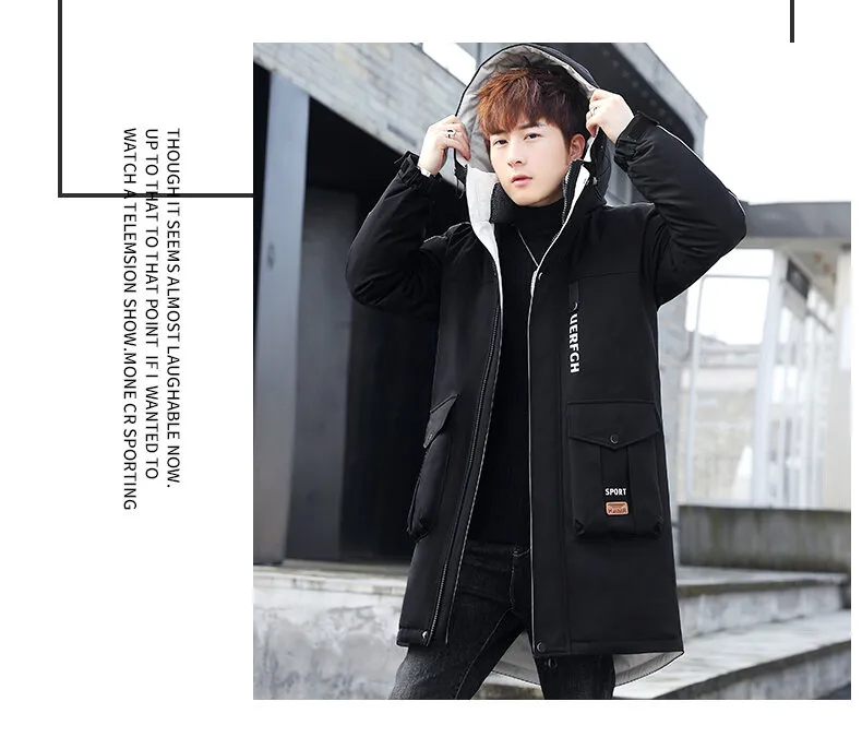 Winter Cotton Padded Coat For Teenagers, Junior Hooded Trench Coat Mens
