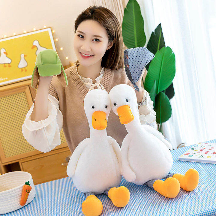 ใหม่-pastoral-big-white-goose-plush-ของเล่นการ์ตูนน่ารักเป็ดสีขาวตุ๊กตาหมอนของขวัญตลกตุ๊กตาเป็ดสีขาวตุ๊กตา-toys