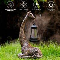 Goodeco Elephant/Giraffe Statue With Solar Lantern Figures, For Garden/Yard Decortion, Gifts For Women Men Mum Birthday Gift