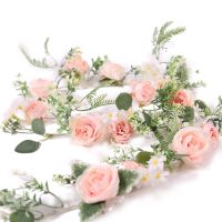 [688ดอกไม้ประดิษฐ์ร้อน] Flores Artificales De 175 M Guirnalda De Rosas De Eucalipto Videes De Peonia De Sada Plantas De Hiedra Falsas Para Boda Fiesta Hogar Mesa De Arco Decoración De Habitación