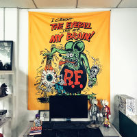 【cw】Tapestry rat fink macrame for Bedroom Room Decor Aesthetic Ratfink Decoration boho wall hanging aesthetic bohemian mandalas